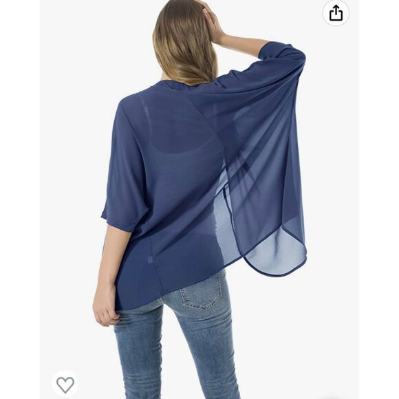 🌸3/$15🌸Sheer Navy Blue Large Open Front Cardigan - Picture 3 of 3